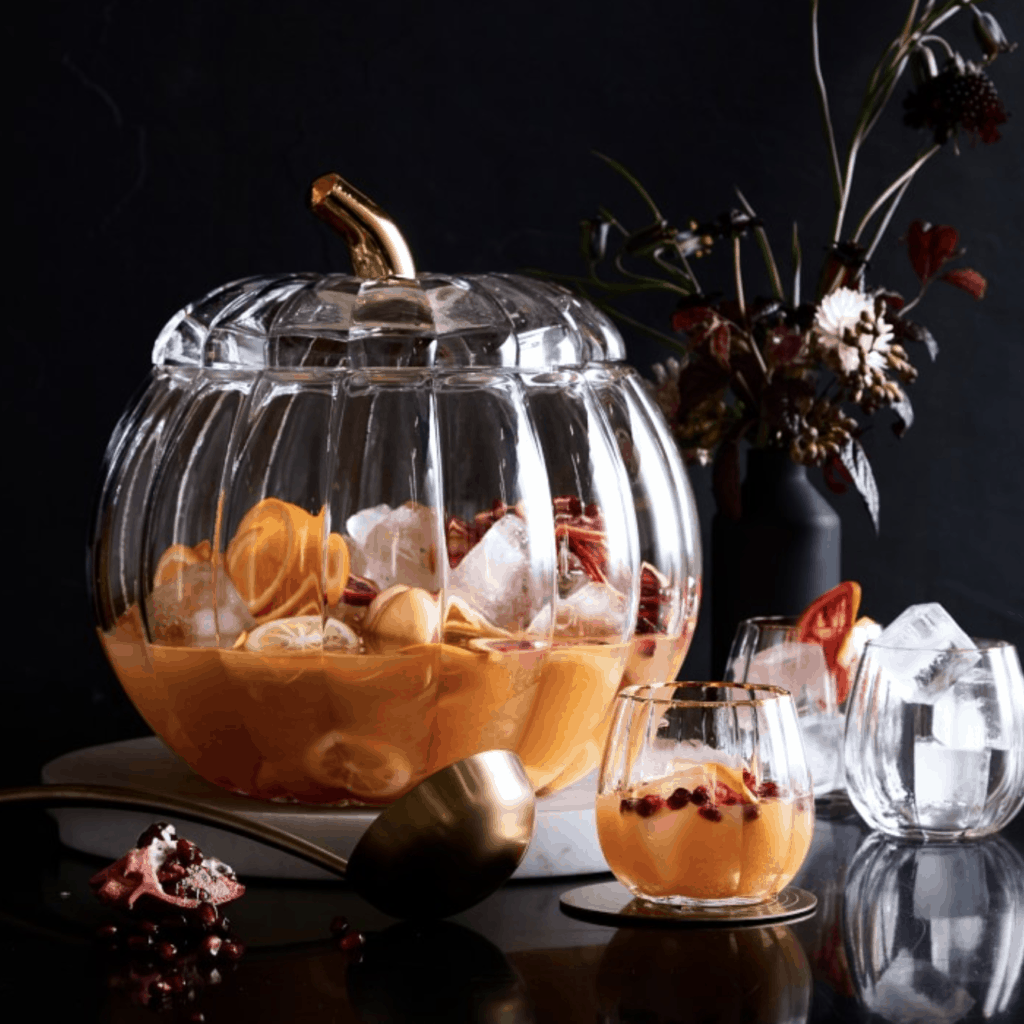 glass pumpkin punch bowl