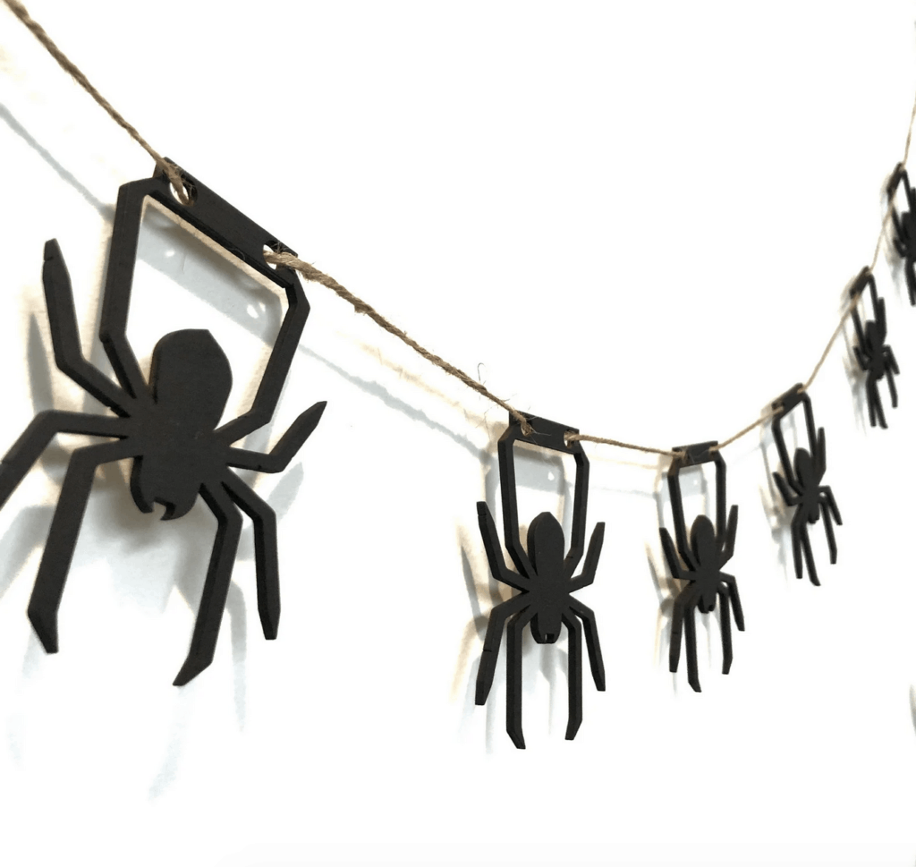 wooden spider garland