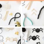 various stages of a wooden spider garland